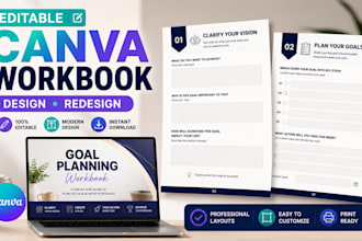 design canva workbook, editable PDF workbook and canva workbook layout design