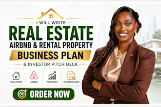 write real estate airbnb rental property business plan with investor pitch deck