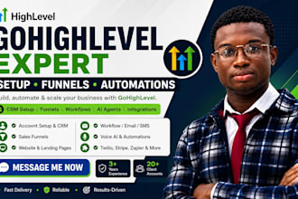 be your gohighlevel expert, ghl website, funnel, automation and CRM setp