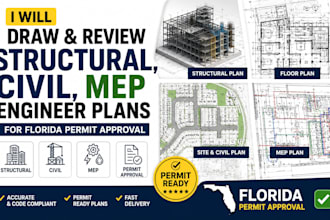 draw and review structural, mep engineer plans florida, texas permit approval