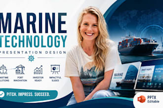 marine technology presentation, port innovation, maritime pitch deck design pptx