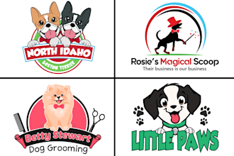 do unique animal, pet, dog, cat, veterinary, cartoon character logo design