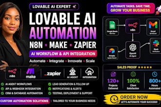 build lovable ai automation n8n make zapier ai agent workflow api integration
