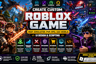 create custom roblox game, map, simulator, pvp rpg ugc word ui design scripting