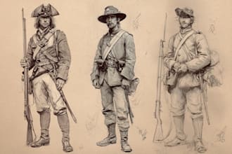 draw history soldiers, warriors, military uniform