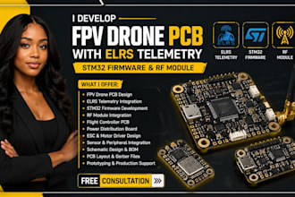 develop fpv drone pcb with elrs telemetry stm32 firmware and rf module