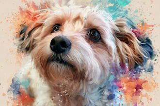 draw watercolor pet portrait