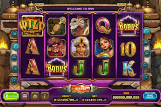 design stunning slots game UI graphics and animation, icon