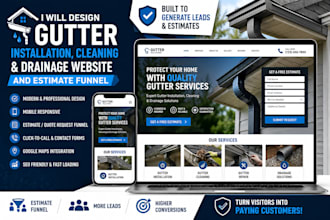 design gutter installation gutter cleaning drainage website estimate funnel