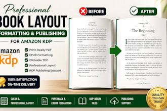 do book layout for amazon KDP, book formatting and book publish