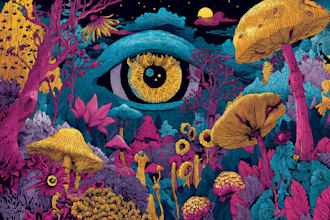 create best colorful psychedelic trippy style illustration