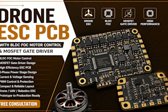 create drone esc pcb with bldc foc motor control and mosfet gate driver