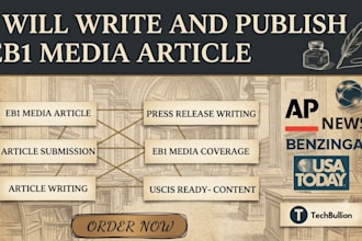 write eb1, eb1a, o1 visa press coverage and media articles