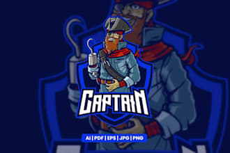 create a premium pirate captain logo design