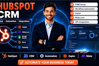 setup hubspot crm automate workflow and integrate zapier make