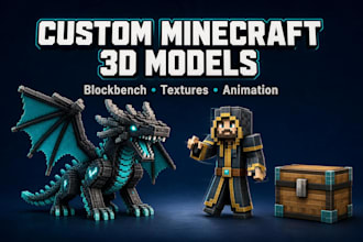create custom minecraft blockbench 3d model, animation and textures