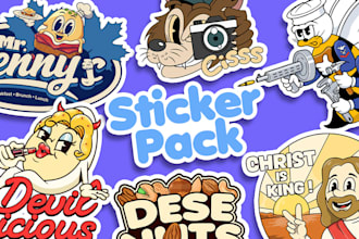 create a sticker pack custom design for your brand event