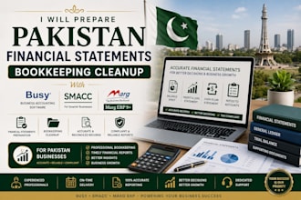 prepare pakistan financial statements bookkeeping cleanup in busy smacc marg erp