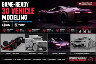 create game ready 3d car models, 3d vehicle assets for unity and unreal engine