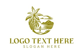 draw custom beach logo mascot or tropical resort badge