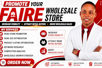 promote your faire wholesale store, faire product listing, SEO to increase sales