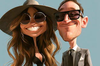 create professional caricatures for couples or wedding gift