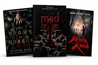 design horror book cover, dark gothic cover and supernatural novel KDP design