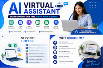 do ai virtual assistant, chatgpt, data entry and web research