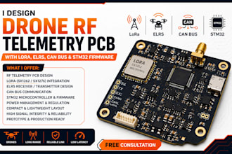 design drone rf telemetry pcb with lora elrs can bus and stm32 firmware