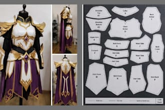 design eva foam cosplay armor, costume, sewing patterns, and 3d cosplay models