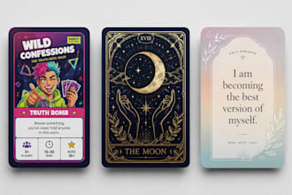 design custom tarot cards, affirmation deck, party card game