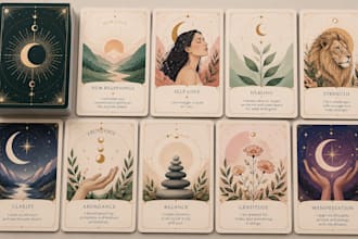 design custom tarot cards, oracle cards and print ready affirmation decks box