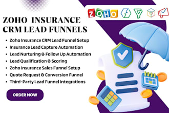 setup zoho insurance CRM, lead automation, zoho flow, zoho bigin and campaigns