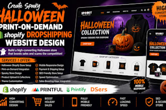 create a spooky halloween print on demand shopify dropshipping website