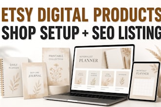 design etsy digital products etsy shop setup etsy SEO listing for etsy shop
