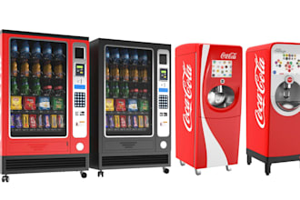 design realistic 3d vending machine model and kiosk mockup