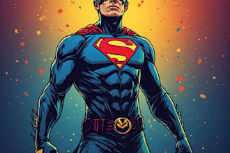 create concept art superhero character design for comics