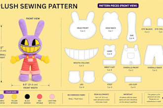 create a custom plush sewing pattern for plush toys and stuffed animals