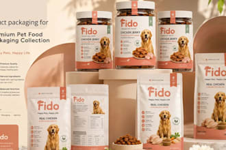 product packaging design for pet food pouches labels and pet care brands