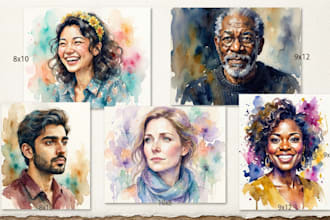 paint digital and watercolor portraits