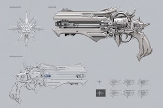 create weapon design and illustration