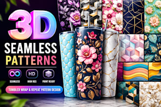 design modern 3d seamless pattern, repeat pattern design, and tumbler wrap