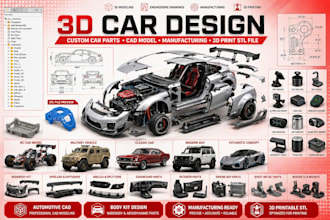 3d car design custom car parts cad model for manufacturing and 3d print stl file