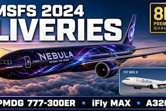 repaint msfs 2020 2024 liveries for pmdg 777, ifly 737 max, a320, and boeing 787