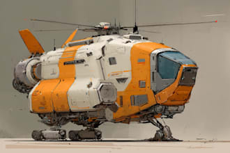 draw sci fi spaceship concept art or vehicle design