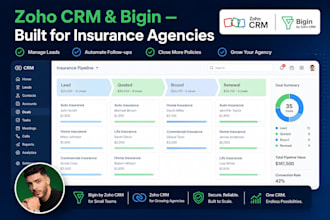setup zoho CRM, zoho bigin and automation for your insurance agency