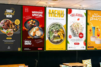 do digital menu board, static tv menu, modern menu design