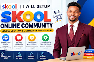 setup skool online community skool course creation setup skool community manager