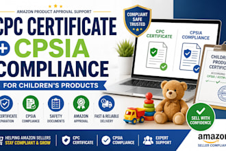 prepare CPC certificate and cpsia compliance documents for amazon products