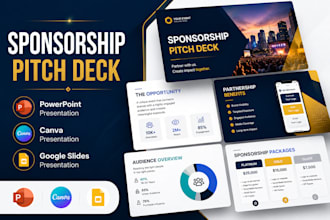 design event sponsorship deck, partnership proposal and investor pitch deck